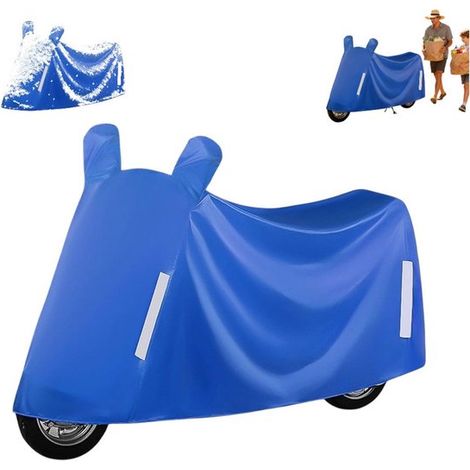 Housse de protection pour moto - Bâche pour moto et scooter - Protège votre moto - Respirante et imperméable - Taille universelle - Bleue (1/5)