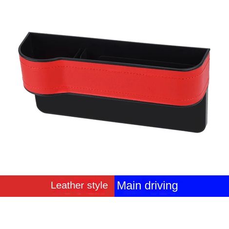 (A-Rouge conducteur principal) Organisateur latéral de siège avec porte-gobelet pour voiture, en cuir, multifonctionnel, combleur d'espace entre les sièges, boîte de rangement, poche de siège, rangeme (1/5)