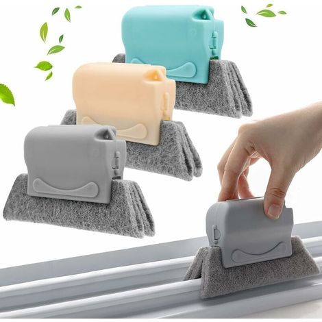 Lot de 3 brosses de nettoyage pour rainures de fenêtre, brosse de nettoyage pour fenêtre et porte, outils de nettoyage rapide à main pour toutes les fenêtres/portes coulissantes/lignes de carrelage/vo (1/5)