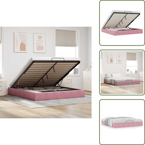 vidaXL Ottoman-Bett ohne Matratze Rosa 180x200 cm Samt (1/5)