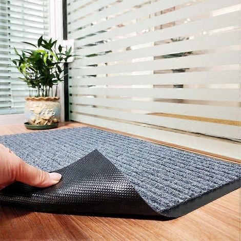 Tapis de porte gris fumé 40 x 60 cm Tapis d'extérieur imperméable, lavable, résistant et antidérapant, retient la poussière, idéal pour le couloir, l'entrée, la cuisine ou le lit. (1/5)