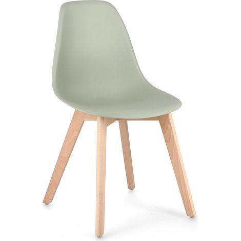 Sedia System con gambe in legno di faggio, per arredo interno 51,5 x 46,5 x h 86 cm -Verde / Confezione da 2 pezzi (1/5)