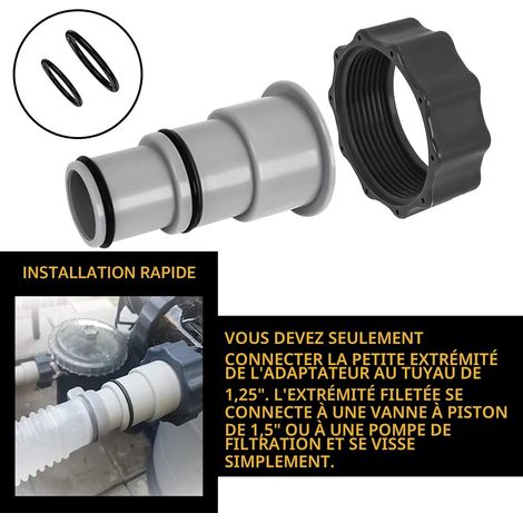 Swimming Pool Hose Adapter - Hose Adapter with Internal Thread for Swimming Pool Hose Diameter 32 and 38 mm (2 Pieces) (1/4)