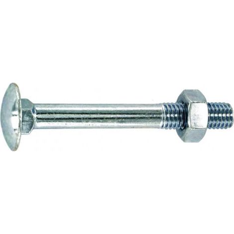 Bullone a testa tonda con collare quadrato in acciaio zincato 7x70 mm, 4 pz.