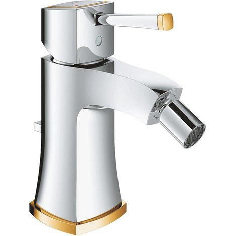 Mitigeur bidet monocommande Grandera 24372, ensemble de vidage à tirette, chromé/or (1/2)