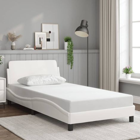 Estructura de cama Dover cuero sintético blanco 100x200cm vidaXL (1/5)
