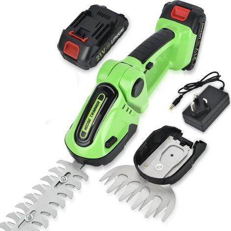 Taille-haies sans fil,Taille Haie sur Batterie 2 en 1 Batterie Taille Haies avec Batterie et Chargeur, 1 pcs 6000 mAh Taille-haie Tondeuse à Gazon, (1/5)
