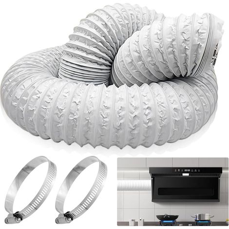 Tuyau d'évacuation d'air - Diamètre : 100 mm - Longueur : 6 m - Flexible - En PVC - Pour climatisation mobile, sèche-linge, hotte aspirante (1/5)