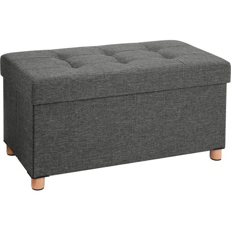 Pouf Cubo Poggiapiedi Sgabello Contenitore Cassapanca Pieghevole Carico Max 300 kg 76 x 38 x 40 cm Grigio Scuro (1/10)