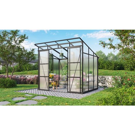 Serre de jardin en polycarbonate 6 mm Playa, Long 2.54 m, Couleur Aluminium (1/5)