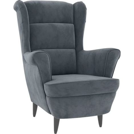 Fauteuil en velours gris foncé (1/5)