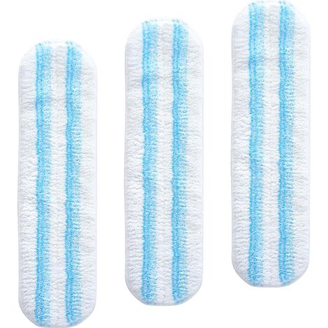3 Stück für Vileda H2PrO Bodenwischer Ersatzbezug für alle Hartböden Mikrofaser Ersatzbezug für Fliesen, Parkett, Laminat, Maschinenwaschbar bis 60°C, bis zu 400 Mal befestigen, Weiß / Blau (1/5)