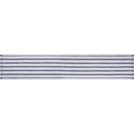 Chemin de Table en Coton et Lin, Chemin de Table pour Salle à Manger Blanc avec Rayures Marines, 230 X 34 cm Chemin de Table Naturel pour Salle à Manger Rustique (1/5)