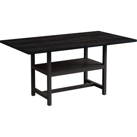 Mesa de Comedor Rectangular, para 4 a 6 Personas, con Estante, Estilo Industrial, Negra, 160 × 90 × 76 cm (1/5)