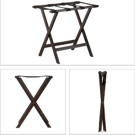 Pratico portabagagli pieghevole per viaggiatori 70 x 30 x 50 cm in bambù marrone scuro 130003893