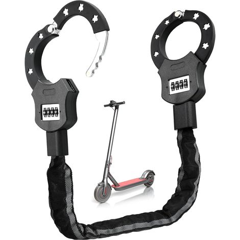 E Scooter Schloss mit Zahlencode, Zahlenschloss für E Scooter
6mm-Kettenglied Handschellenschloss, 93cm Hochsicherheits-Schlösser, für E Scooter/Fahrräder/E-Bike/Motorrad (1/5)