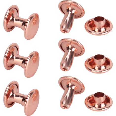 300 rivets en cuir 6x8mm 7x8mm 8x8mm, rivets à double tête en métal doré rose résistant pour chapeaux, ceintures et chaussures