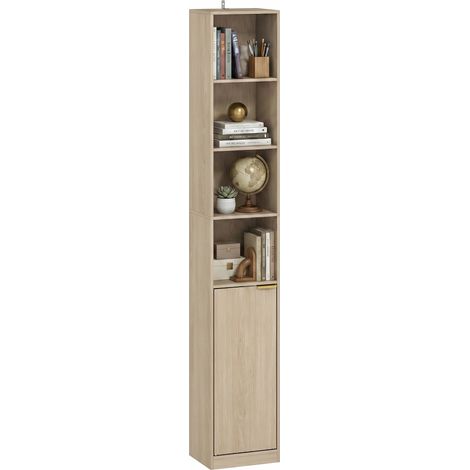 HOMCOM Bookcase Adjustable Shelf 6-Tier Oak Wood Effect (1/5)