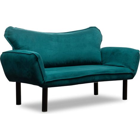 Sofá Cama Dos Plazas Hone, Almacenamiento, Reclinable, Brazos, 140x65 cm Azul