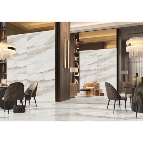 Carrelage rectifié 60X120 cm modèle MAURITLUS WHITE Brillant - Paquet de 1.44 m2