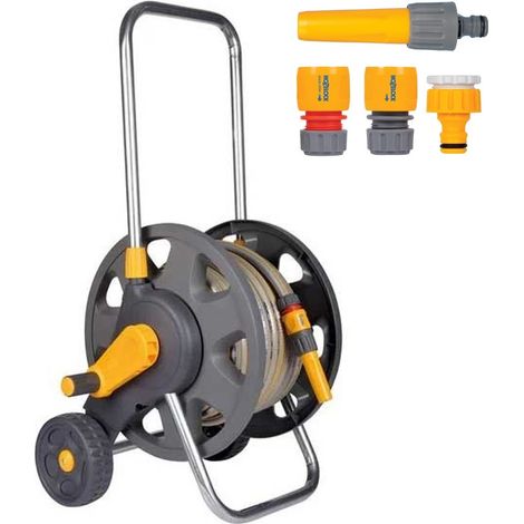 Hozelock 45m Free Standing Garden Hose Cart 20m Hose Pipe Connectors 2489