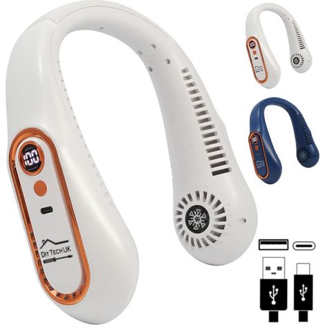 CoolBlast Dual Action - Ventilateur de cou rechargeable par USB - Réglable - Mains libres - Ventilateur de cou portable sans pales - 5 vitesses - Portable pour le sport, les voyages, la (1/5)