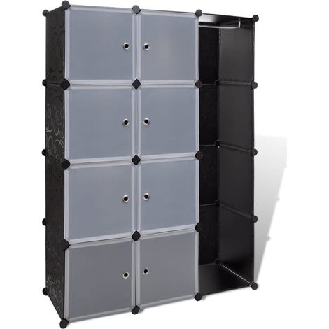 Armoire Meuble de rangement,Armoire modulaire 9 compartiments Noir et blanc 37 x 115x150 cm -94278 (1/5)