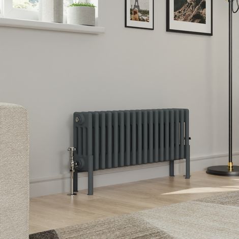 Warmehaus Traditional 4 Column Anthracite Radiator Cast Iron Style Radiators 300x830mm