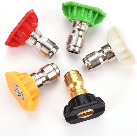 Rondelle Haute Pression Rotative Buse, 5Pcs Buse Nettoyeur Haute Pression 5 Degrés, Accessoires pour Laveuse à Pression Laveuse Embouts de Buse de Pulvérisation Coupleur à Connexion Rapide. (1/3)