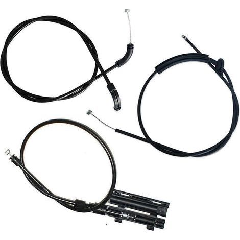Kit de 3 câbles d'ouverture de capot moteur pour BMW E65 E66 Série 7 (réf. 51237197474, noir)