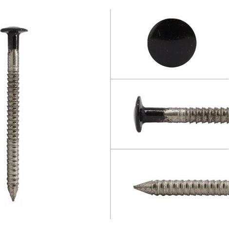 Pointes à tête bombée inox noir pour bardage avec pointe annelée A4 2.6 x 35 - Boîte de 500 grammes