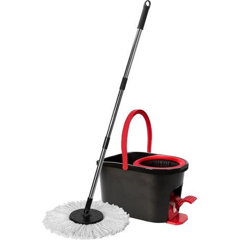 TrAdE Shop Traesio - Mocio Professionale Con Secchio 14lt Strizzatura Rotante 360° A Pedale Manico Telescopico - (1/5)