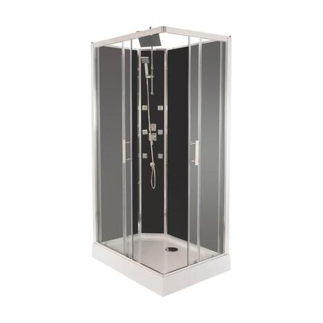 ONDEE ZEN - Cabine de douche hydromassante et hydrothérapie SELIA - Sans silicone - 110x80cm - Chromé - En kit