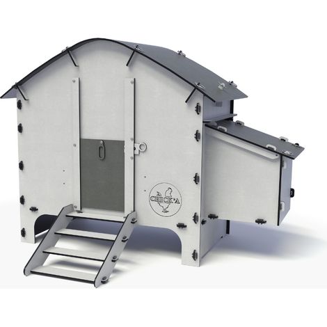 Chick'A – Poulailler 4 poules en plastique recyclé – Dimensions 90,5 x 115 x 91 cm – Surélevé de 16 cm – Ventilation optimale avec 16 ouvertures