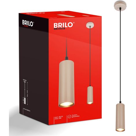 Briloner LED Pendelleuchte Höhenverstellbar Ø10x120 cm GU10 Fassung max. 9W Beige - Hängelampe Esszimmer Esstisch Wohnzimmer (1/5)