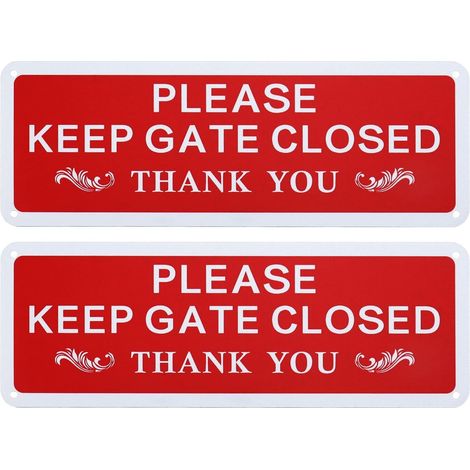 Lot de 2 panneaux d'avertissement « Please Keep Gate Closed » en alliage d'aluminium - Accessoires pour clôtures en bois - 25 x 9 x 0,1 cm (1/5)