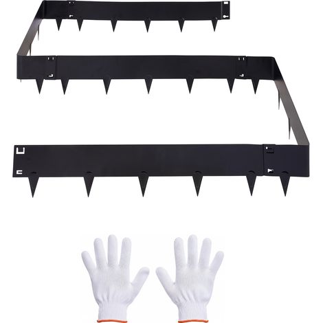 Mophorn Rasenkante 6er-Pack 1016x207 mm, Beeteinfassung aus verzinktem Stahl, inklusive Handschuhe, Rasenbleche, Mähkante, Metall-Palisade, Beetumrandung für Blumenbeete und Gartenwege (1/5)