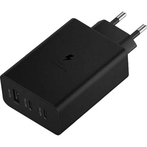 Cargador de pared negro de 65 W con Power Delivery y carga rápida. (1/5)