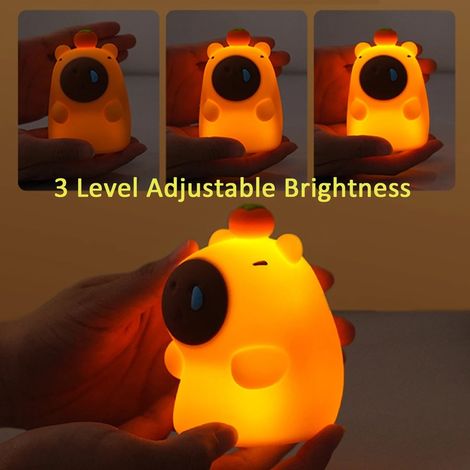 Filiyano – lampe de chevet tactile – Veilleuse en silicone, Capybara, lampe de chevet tactile, rechargeable par USB, cadeau pour enfants, adorable (1/2)