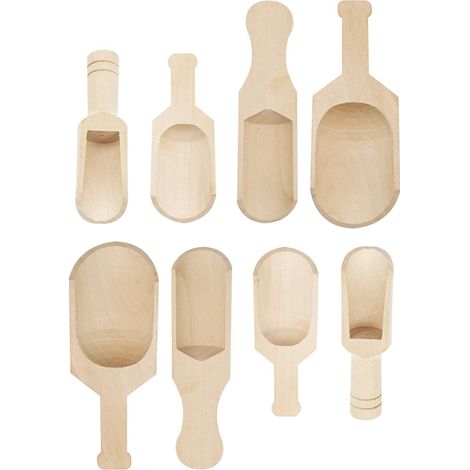 8 Pièces Cuillere en Bois, Mini Pelle en Bois dans Différents Styles, Petite Cuillere en Bois Ustensiles de Cuisine en Bois Adaptés pour Cuillère à Farine, Cuillere à Miel (1/5)