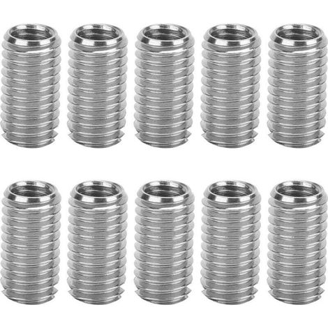 10 Stück Gewindeeinsätze M6 Innengewinde, M8 Außengewinde, 15 mm Schlitz