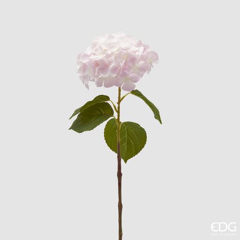 EDG Enzo De Gasperi Ortensia Ramo con Foglie H 70 Cm D 18 Cm Pianta Artificiale Colore Rosa Chiaro