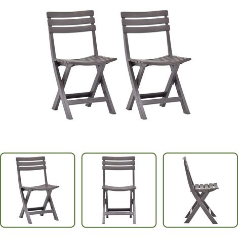 Chaise de balcon -  Chaises de jardin pliables lot de 2 Plastique Mocha (1/5)