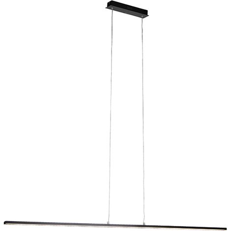 QAZQA Moderno Lámpara colgante moderna negra 150 cm con LED - Banda Aluminio Rectangular /Alargada Incluye LED Max. 1 x 30 Watt