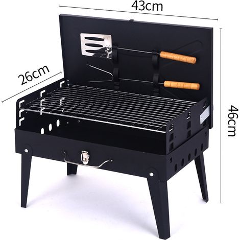 Fortschrittlicher tragbarer Holzkohlegrill, Klappgrill für den Außenbereich, kommt mit Werkzeugkasten, Grill, Grillständer