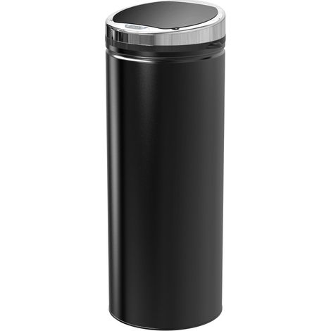Poubelle à capteur de mouvement en acier inoxydable 50 L noire 30,5 x 30,5 x 81,5 cm (1/5)
