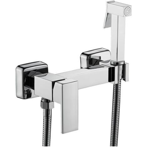 Douchette WC bidet, ensemble douchette murale, kit douchette bidet en cuivre chaud et froid, argent