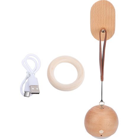 Luce notturna a LED portatile in legno, attivabile tramite comando vocale, con 3 livelli di luminosità, ideale per la camera da letto. (1/5)