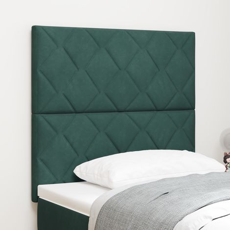 vidaXL LED Headboard Diamond Blocks Design Dark Green 90 cm Velvet (1/5)