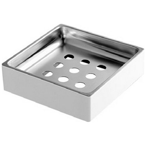 Portasapone con drenaggio in acciaio inox bianco opaco  NUEVO-B kamalu